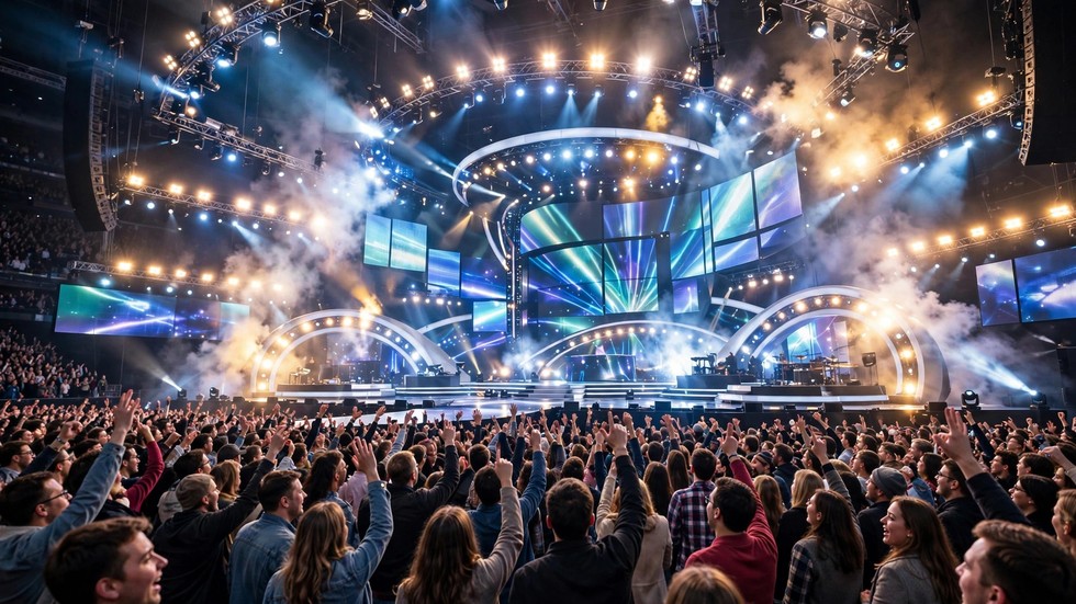 Scene med lys under Melodi Grand Prix